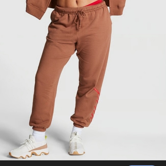 PINK Victoria's Secret Pants - PINK Caramel Kiss Joggers High Rise Sweatpants Red Script Logo Brown women’s L